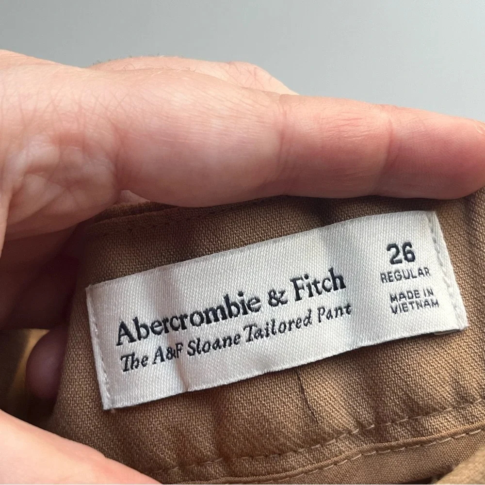 Abercrombie & Fitch Sloane Tailored Fit Pants Camel Brown Pintuck Trouser 26 - Picture 8 of 12